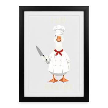 Funny Goose Chef Saying Print, I Will Goose You - Framed poster (27 × 37 cm) - black - Front