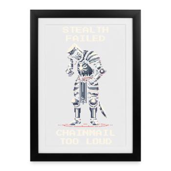 Échec de la furtivité | Cotte de mailles trop bruyante - Knight - Affiche encadrée (27 × 37 cm) - noir - Devant