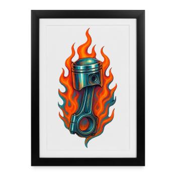 Kolben_in_Feuer - Affiche encadrée (27 × 37 cm) - noir - Devant