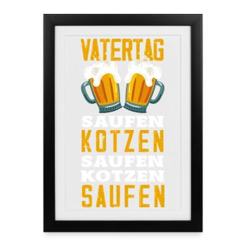 Drôle de cadeau de fête des pères papa bière - Affiche encadrée (27 × 37 cm) - noir - Devant