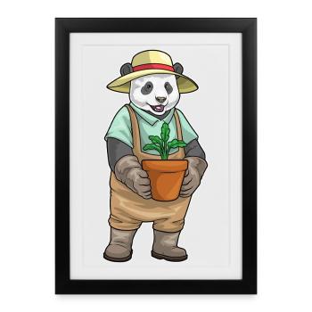 Jardin de semis Panda Gardener - Affiche encadrée (27 × 37 cm) - noir - Devant