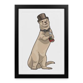 Otter Groom Wedding Ring Wedding - Framed poster (27 × 37 cm) - black - Front