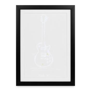 Chalk Guitar Rock Motif - Framed poster (27 × 37 cm) - black - Front