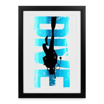Diver Design Retro Dive Outfit Gift - Framed poster (27 × 37 cm) - black - Front