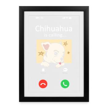 Chihuahua Chihuahueño Phone - Affiche encadrée (27 × 37 cm) - noir - Devant