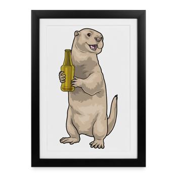 Otter Bottle of Beer - Framed poster (27 × 37 cm) - black - Front