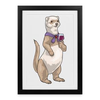Ferret Red Wine - Framed poster (27 × 37 cm) - black - Front