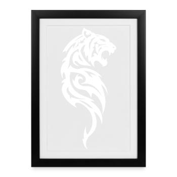 Silhouette tribale du tigre - Affiche encadrée (27 × 37 cm) - noir - Devant