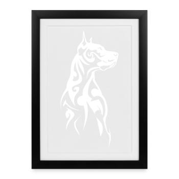 Tête de chien tribal - Affiche encadrée (27 × 37 cm) - noir - Devant