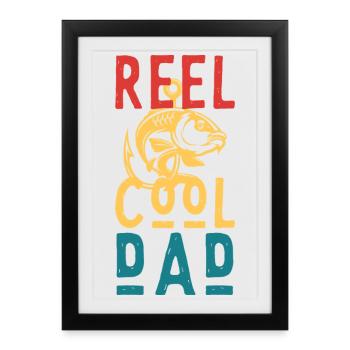 Pêche à Papa Cool – Cadeau Dad Dad Drôle - Affiche encadrée (27 × 37 cm) - noir - Devant