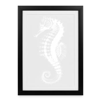 Seahorse Silhouette on Black - Framed poster (27 × 37 cm) - black - Front