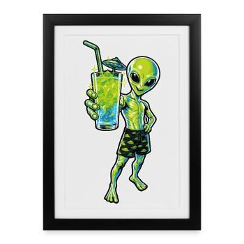 Alien Cocktail Party - Gerahmtes Poster (27 × 37 cm) - Schwarz - Vorne