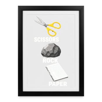 Scissors Stone Paper Scissors Rock Paper Game - Framed poster (27 × 37 cm) - black - Front