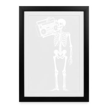 Boombox Skeleton Retro Vibe - Framed poster (27 × 37 cm) - black - Front
