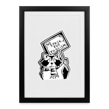 Trashpanda contre le fascisme - Affiche encadrée (27 × 37 cm) - noir - Devant