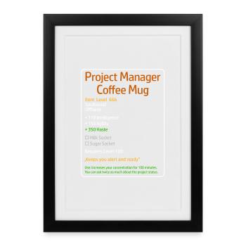 Project Manager Coffee Mug Level 666 - Framed poster (27 × 37 cm) - black - Front