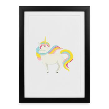 Licorne pastel enchantée - Affiche encadrée (27 × 37 cm) - noir - Devant