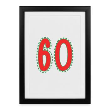 60. 60 ANS. 60e ANNIVERSAIRE. ANNIVERSAIRE 60 ANS. - Affiche encadrée (27 × 37 cm) - noir - Devant