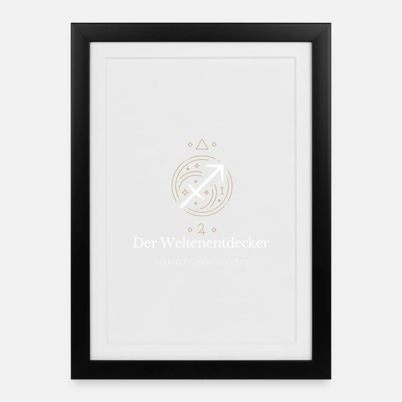 Der Weltenentdecker - Sternzeichen Schütze - Gerahmtes Poster (27 × 37 cm) - Schwarz
