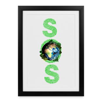 SOS Earth lettrage vert long - Affiche encadrée (27 × 37 cm) - noir - Devant