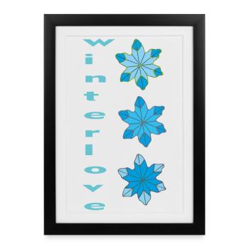 fleurs de glace hiverlove - Affiche encadrée (27 × 37 cm) - noir - Devant