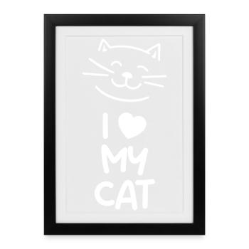 J’aime mon chat (foncé) - Affiche encadrée (27 × 37 cm) - noir - Devant
