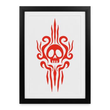 Crâne rouge et tatouage - Affiche encadrée (27 × 37 cm) - noir - Devant