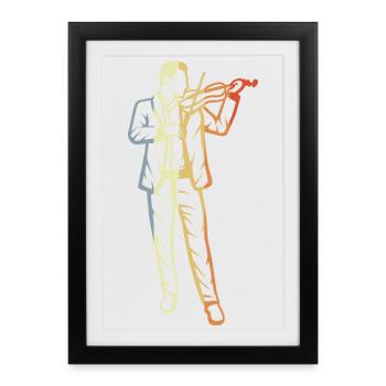 Joueurs de violon vintage - Affiche encadrée (27 × 37 cm) - noir - Devant