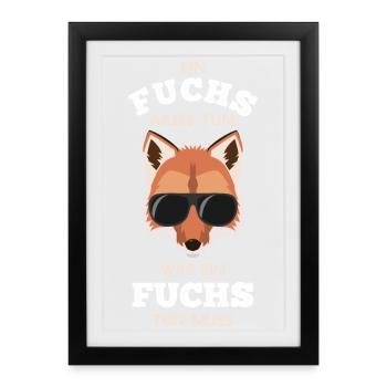 Cooler Fuchs mit Sonnenbrille Rotfuchs - Gerahmtes Poster (27 × 37 cm) - Schwarz - Vorne