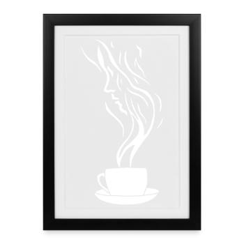 A face and a cup of coffee - Framed poster (27 × 37 cm) - black - Front