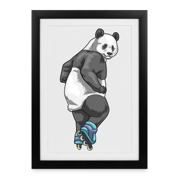 Panda Inline skating Inline skates - Framed poster (27 × 37 cm) - black - Front