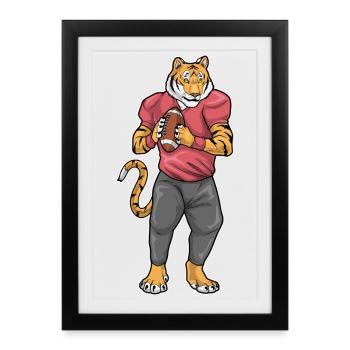 Sports de football américain des Tigers - Affiche encadrée (27 × 37 cm) - noir - Devant