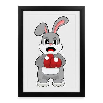 Bunny Boxer Gants de boxe Boxe - Affiche encadrée (27 × 37 cm) - noir - Devant