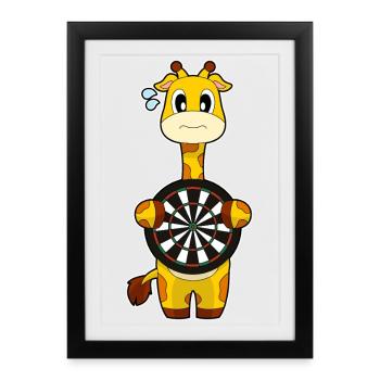 Giraffe Dart Dartscheibe - Gerahmtes Poster (27 × 37 cm) - Schwarz - Vorne