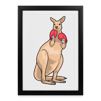 Kangaroo Boxer Boxer Gants de boxe - Affiche encadrée (27 × 37 cm) - noir - Devant