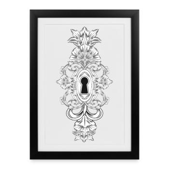 Antique Keyhole with Baroque Ornament - Framed poster (27 × 37 cm) - black - Front
