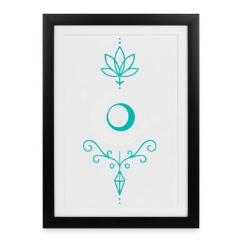 Moon Arrow with Lotus and Crystal - Moon Spirit - Framed poster (27 × 37 cm) - black - Front