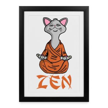 Chat qui fait du yoga - Affiche encadrée (27 × 37 cm) - noir - Devant