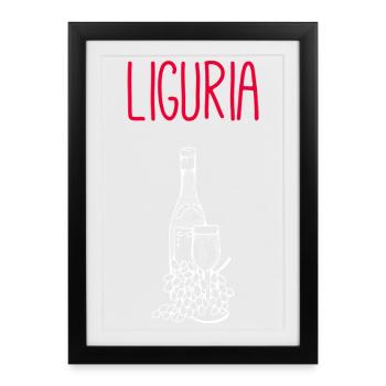 Illustration de vin et de fleurs de Ligurie - Affiche encadrée (27 × 37 cm) - noir - Devant