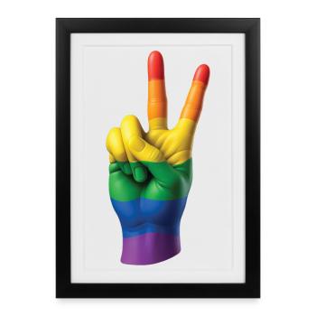 PRIDE PEACE HAND - peace & love - Affiche encadrée (27 × 37 cm) - noir - Devant