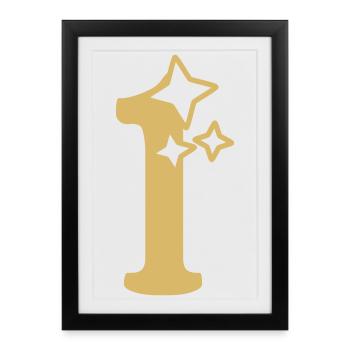Étoile du 1er anniversaire du 1er anniversaire - Affiche encadrée (27 × 37 cm) - noir - Devant
