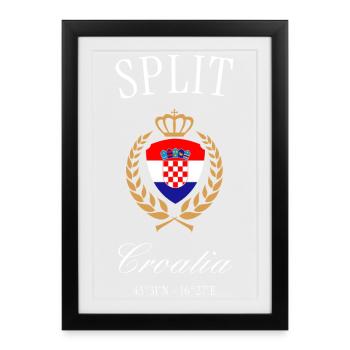 Split Croatia Coat of Arms Crown – Travel Souvenir - Framed poster (27 × 37 cm) - black - Front