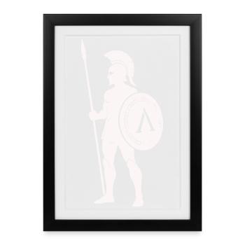 Guerrier Spartiate avec Bouclier - Affiche encadrée (27 × 37 cm) - noir - Devant