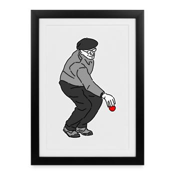 Petanque Spieler Rechtshänder - Gerahmtes Poster (27 × 37 cm) - Schwarz - Vorne