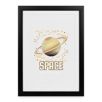 Planète spatiale avec anneau – Hors du monde - Affiche encadrée (27 × 37 cm) - noir - Devant