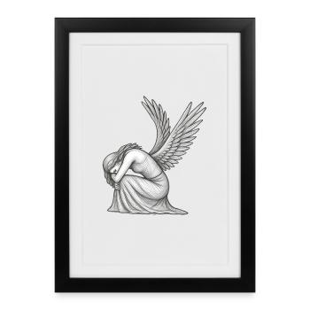 Dessin Fée triste - Affiche encadrée (27 × 37 cm) - noir - Devant
