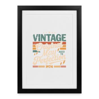 Vintage May 1974 – Perfection for 52 years - Framed poster (27 × 37 cm) - black - Front