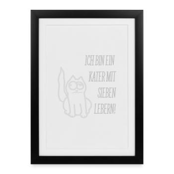 Kater mit 7 Lebern - Gerahmtes Poster (27 × 37 cm) - Schwarz - Vorne