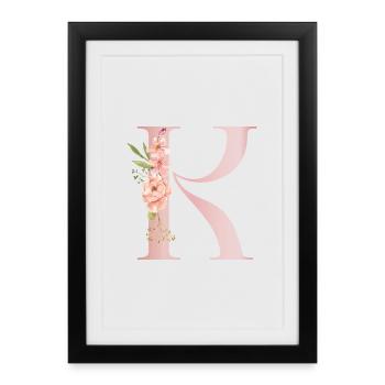 Pastell-R-Blumenmonogramm - Gerahmtes Poster (27 × 37 cm) - Schwarz - Vorne