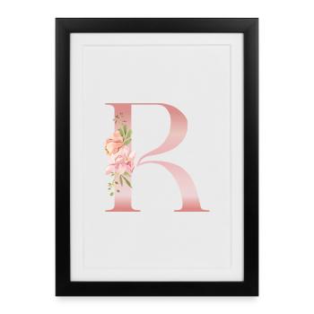 B Florale Dégradé - Lettre art floral - Affiche encadrée (27 × 37 cm) - noir - Devant